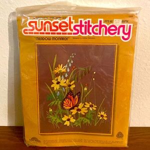 Vintage-SunSet Stitchery Kit-Meadow Monarch. Brand New